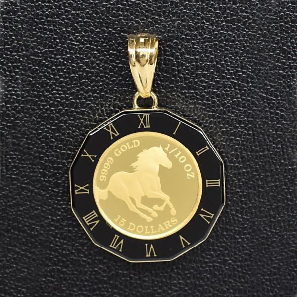 ツバル/ホースコイン K24（純金　K24 1/10オンス、ペンダントのみ 在庫限りで終了】K24純金ホースコイン/ツバル 1/25オンス K18枠