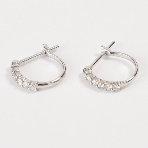 Pt900　プラチナ900　0.2ct　ダイヤモンド　フープピアス