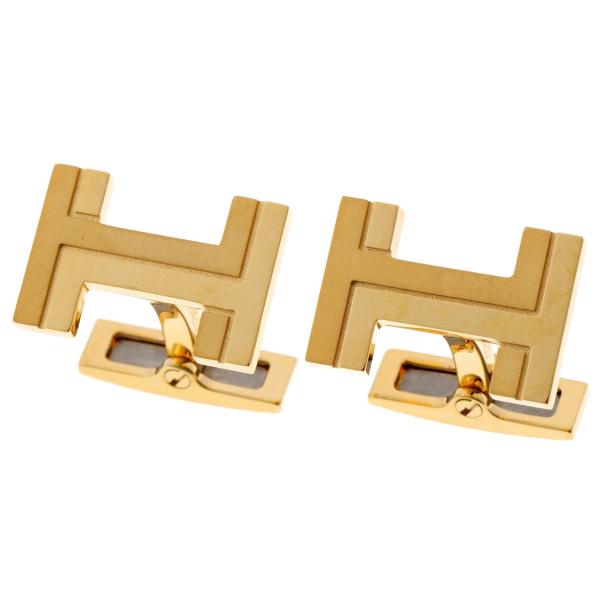 HERMES H・オ・カレ カフス Hロゴ ゴールド HERMES（エルメス） エルメス/HERMES H・オ・カレ カフリンクス