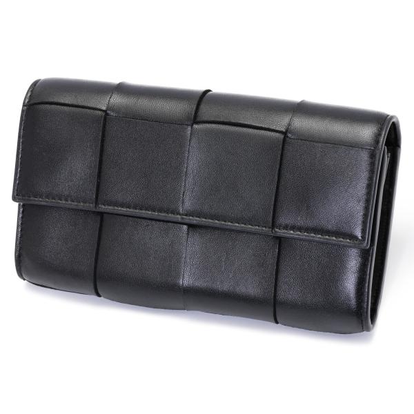 BOTTEGA VENETA イントレチャート ラージ フラップウォレット 黒 BOTTEGA VENETA（ボッテガ・ヴェネタ） カセット ラージ フラップ