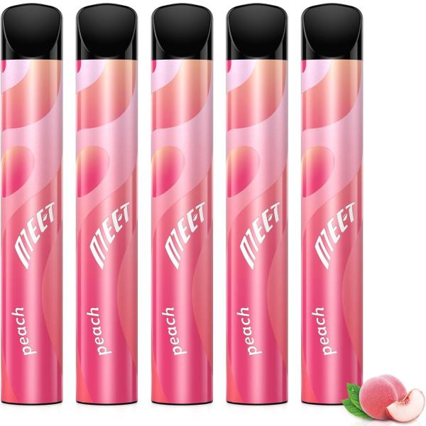 電子タバコ 使い捨て VAPE ピーチ 5本 7500回吸引可能 ベイプ本体 持ち運びシーシャ 水蒸気タバコ 便利 禁煙タバコ 煙草 タールなし ニコチン無し jo5mini3 MEET