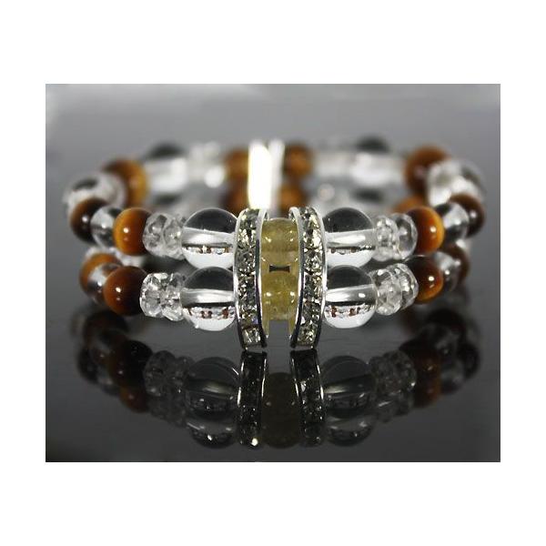 オリジナル(麗) デザインWブレスレット 水晶＆ルチルクォーツ