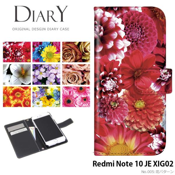 Redmi Note 10 JE XIG02 �P�[�X �蒠�^ ���b�h�~�[�m�[�g10 �J�o�[ �X�}�z�P�[�X �f�U�C�� �ԕ� �ԃp�^�[��
