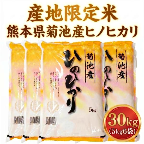 お米 米 30kg 白米 送料別 最短 熊本県 菊池産 ひのひかり 令和7年産 ヒノヒカリ 5kg6個 産地限定米 くまもとのお米 富田商店 とみた商店