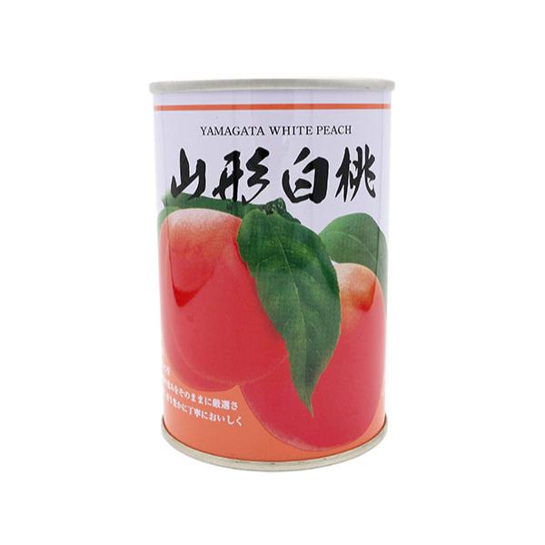 缶入　固形量250g桃の栽培に適した山形県産の白桃を缶詰にしました。山形の自然の恵みをいっぱいに受けた上品な甘さと香りをもつ白桃です。