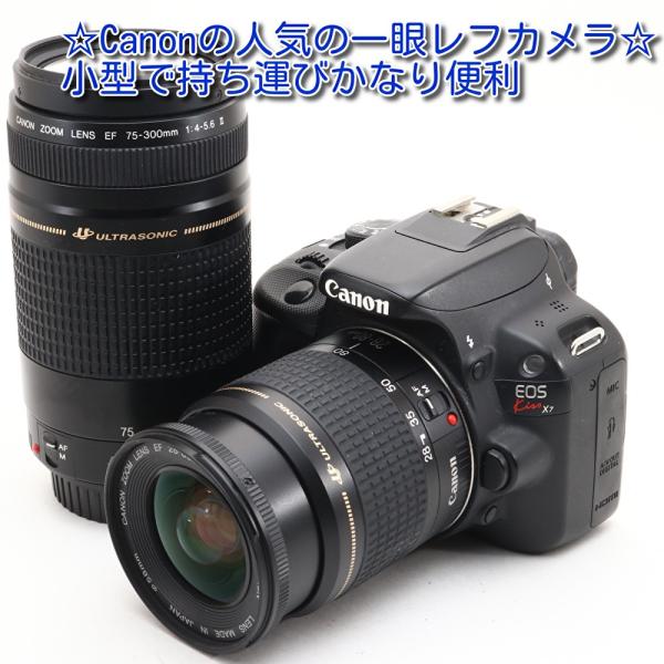 【美品！SDカード付き！】Canon EOSkiss x7一眼レフ ダブルレンズ キヤノン Canon EOS Kiss X7 ダブルズームセット 美品 SDカード
