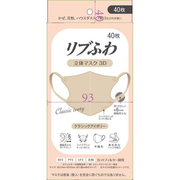 リブふわ　Wマスク　40枚×30個 リブ・ラボラトリーズ / リブふわWプレミアムマスク 小さめ個包装(40