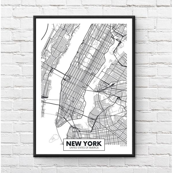 New York 地図ヴィンテージポスター　フレーム付き 地図記号B | AP080 | アートポスター ヴィンテージ