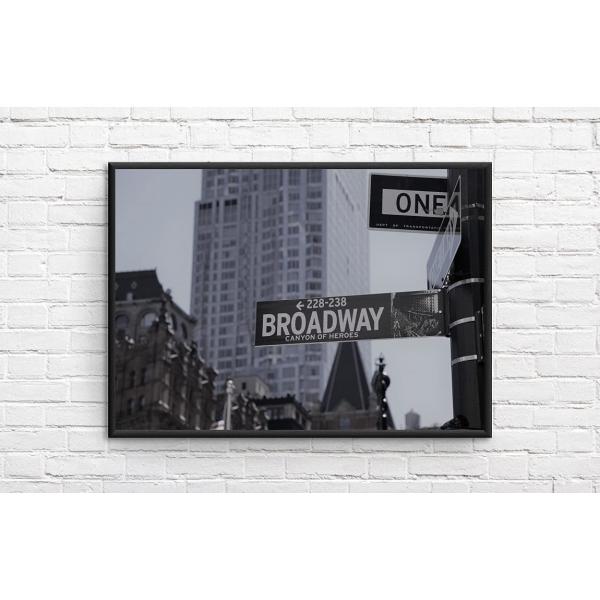 インテリアポスター アメリカン ニューヨーク サインボード モノクロ ブロードウェイ Broadway A1サイズ ai1