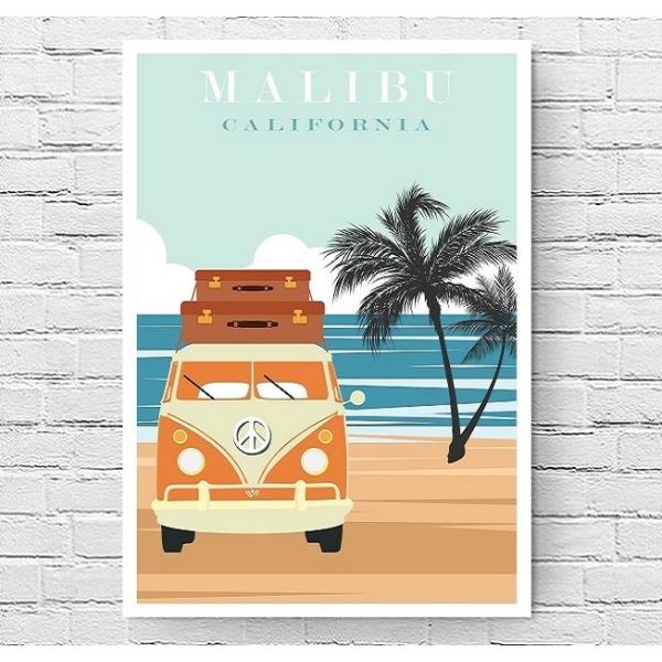 インテリアポスター アメリカン カリフォルニア イメージアート マリブビーチ MALIBU California A3サイズ as2