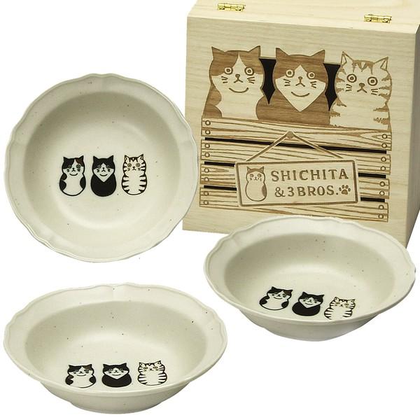 猫雑貨 SHICHITA 猫 小鉢揃 木箱入 日本製 美濃焼 ギフト : 猫 猫雑貨 SHICHITA 猫 小鉢揃 木箱入 日本製 美濃焼 ギフト : 猫