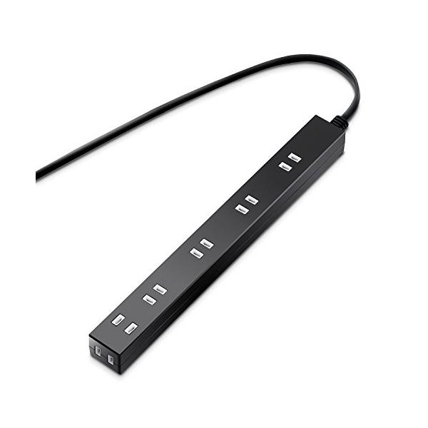 他サイト： エレコム 電源タップ ACアダプタが5つ挿せる幅広コンセント 雷ガード付 6個口 1m ブラック T-NSLK-2610BKの商品画像