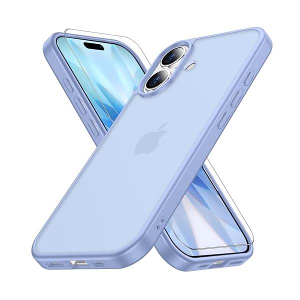 iphone 17 用 ケース 【米軍MIL規格 指紋防止】 ガラスフィルム付き 半透明 アイフォン17用ケース 耐衝撃 アイホン17 用 スマホケース マット感 黄ば