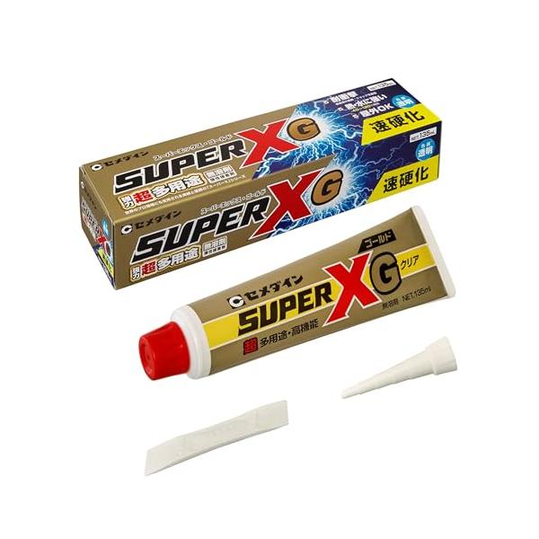 セメダイン(Cemedine) 超多用途接着剤 スーパーXゴールド 135mL 速硬化 透明 屋外OK 垂直面・凹凸面対応 AX-015
