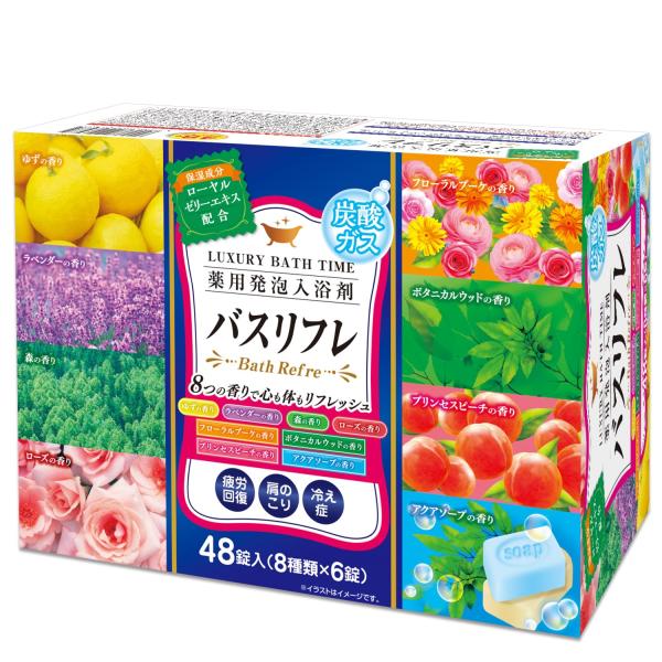 【大容量】ライオンケミカル 薬用発泡 入浴剤 8つの香り 炭酸 ガス 48錠入(8種×6錠) 詰め合わせ 疲労回復 肩こり 冷え性 ギフト 【医薬部