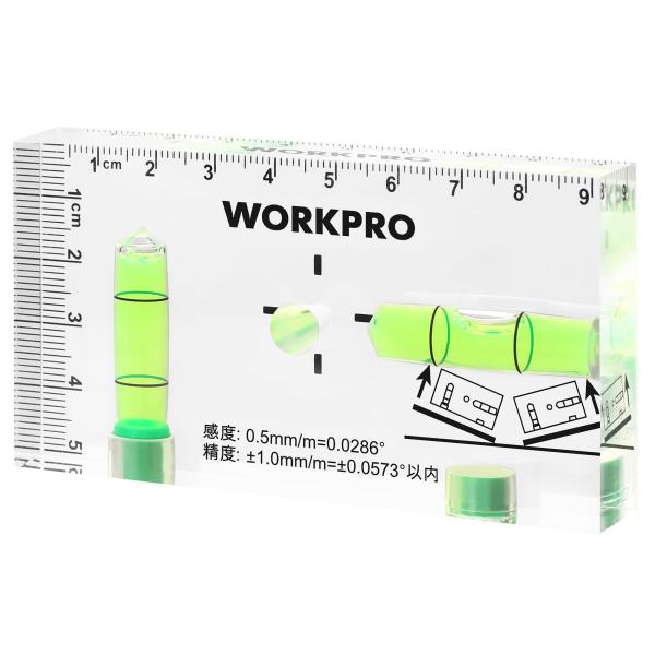 WORKPRO ミニレベル ミニ水平器 スイッチボックスケガキレベル クリスタルレベル 水準器 アクリルチューブ バブルレベル 6面測定 マグネット