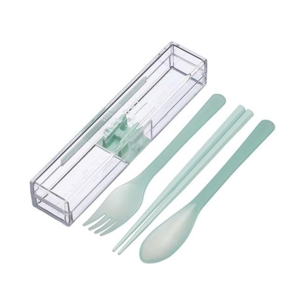 他サイト： 岩崎工業 トリオセット 箸 スプーン フォーク ケース付 丈夫 お弁当用 携帯用 食洗機対応 抗菌 防汚 カラトリーセット 強いケース  H-610 MT ミントの商品画像