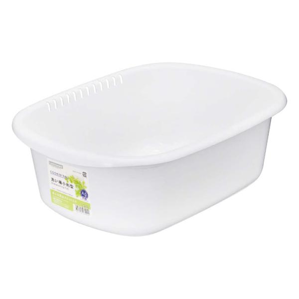 小判タイプの洗い桶です。シンクの中でスペースを取らない形状。箸などがあふれて落ちにくいオーバーフロー防止のスリットが付いています。抗菌加工が施されています。■製品スペックサイズ：約29×38.5×14cm(横幅×奥行×高さ)容量：7.4L材...