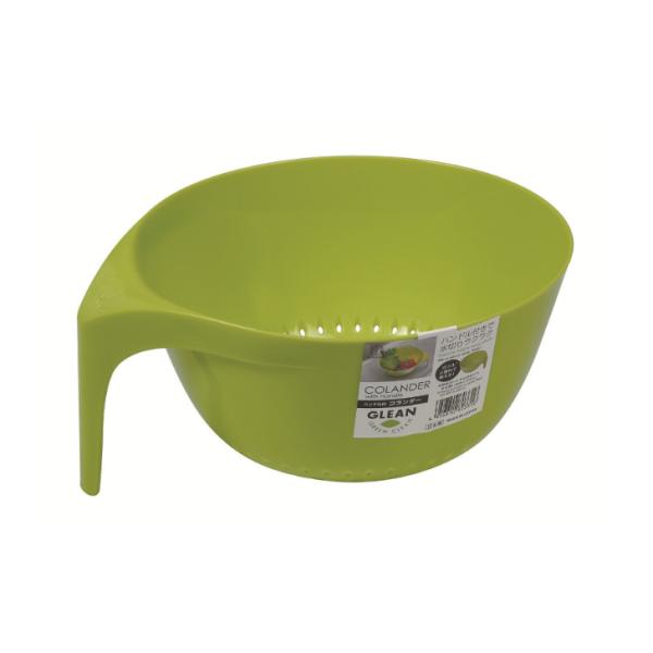 持ち手付の便利な水切りボウル。別売りのハンドル付ボウルと重ねて収納できます。■製品スペックサイズ：約26×23×11.5cm(横幅×奥行×高さ)材質：ポリプロピレン耐冷耐熱温度：-20〜120度原産国：日本製