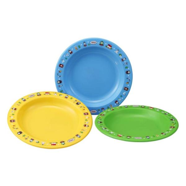 きかんしゃトーマスお皿毎日のごはんが楽しくなるきかんしゃトーマスのデザイン。おやつやパーティにも便利な中皿3枚セット。電子レンジ、食器洗浄機・乾燥機の使用ができます。【製品仕様】サイズ：約18.3×18.3×2.2cm材質：ポリプロピレン(...