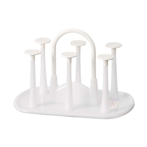 6個のコップを立てれるコップハンガーです。持ち手が付いているので持ち運びがラクです。■商品スペックサイズ：約17.2×26.7×17.7cm(幅×奥行×高さ)材質：ポリスチレン、ポリエチレン＜おすすめポイント＞コップ収納 コップ置き コップ...