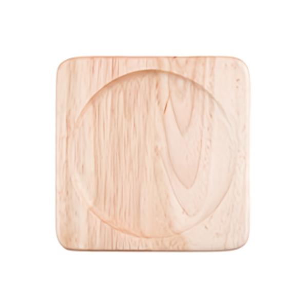 ナチュラルカラーのウッドコースター■製品スペックサイズ:約9.3×9.3×0.9cm(横幅×奥行×厚さ)材質：天然木(ラバーウッド)、NC塗装製造：ベトナム