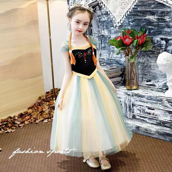子供ドレス 女の子 雪の女王 アナ風 コスチューム キッズ衣装 クリスマス 誕生日プレゼント コスプレ衣 子供ドレス 女の子 パーティー プレゼント100-130cm