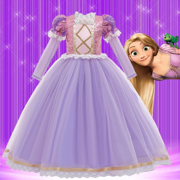 ラプンツェル　長袖　ドレス　コスチューム  ロングドレス ワンピース　ハロウィン仮装　クリスマスプレゼント　お誕生日100cm〜150cm