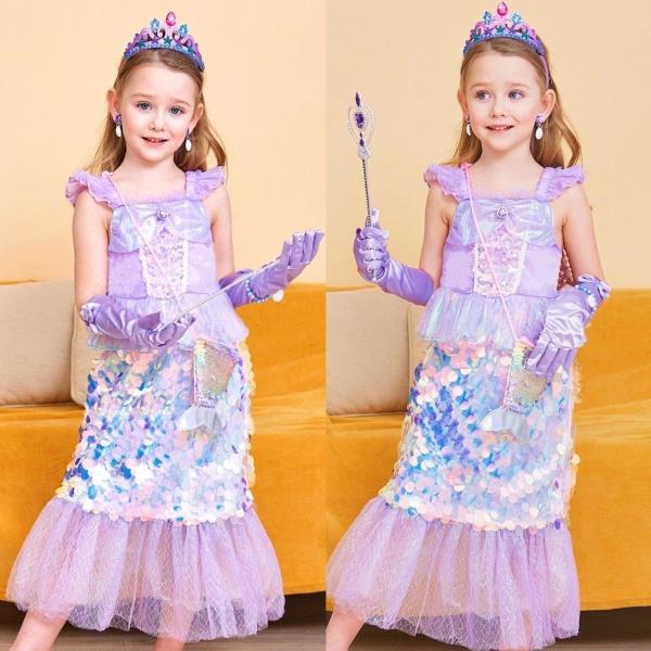 子供ドレス　 プリンセス　アリエル人魚 　スパンコール　キラキラ　クリスマス 誕生日 プレゼント ハロウィン