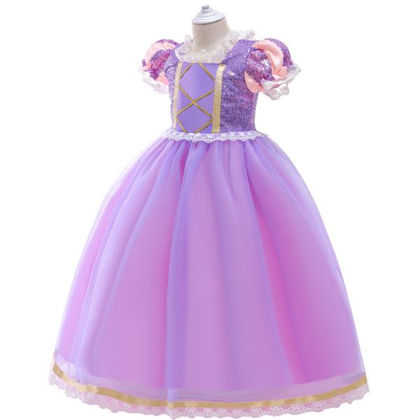 子供ドレス　ラプンツェル風 コスチューム  ロングドレス ワンピース　ハロウィン仮装　クリスマスプレゼント紫　パープル　ロング　お誕生会100cm〜150cm