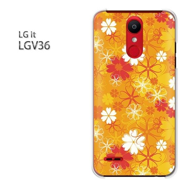 LG it 爆買 LGV36 スマホケース カバー デザイン ハートフラワー062