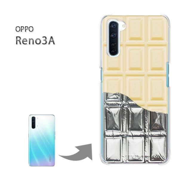 OPPO Reno3A �I�b�| ���m3A �n�[�h�P�[�X �f�U�C�� �`���R�⎆�t White�`���R���[�g/reno3a-M612