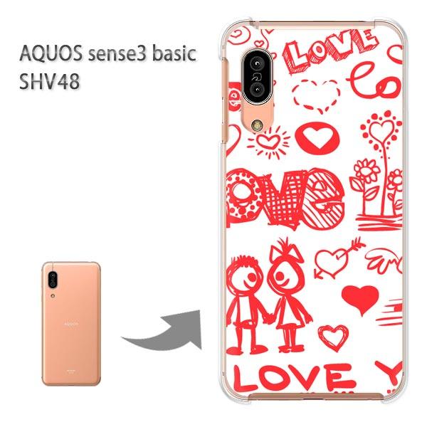 SHV48 �P�[�X AQUOS sense3 basic �n�[�h �v�����g ��� �f�U�C�� �n�[�g�ELOVE(��)/shv48-pc-new0556
