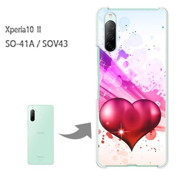 SOV43 �P�[�X SO-41A �J�o�[ Xperia10II �N���A �n�[�h�P�[�X �f�U�C�� �n�[�g(���E�s���N)/so41a-pc-new0593