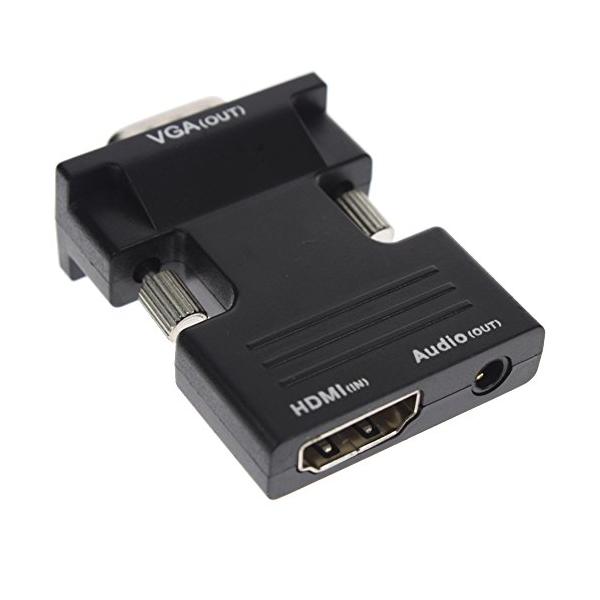 WeTop Active HDMI メス へVGA オスアダプタ 3Ft 3.5mm ステレオケーブルが付き 黒 オーディオをサポートする（モニターや