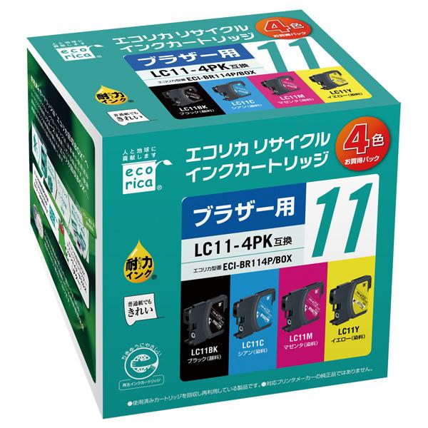 エコリカ LC11-4PK 互換リサイクルインク 4色パック ECI-BR114P/BOX （取寄品）