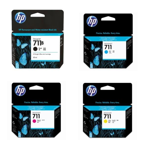 ［新品未使用］HP 711B インクカートリッジ 黒2、シアン4、イエロー1 HP 711 711B 純正インク ブラック/カラー 4色セット 38/29mL 各1
