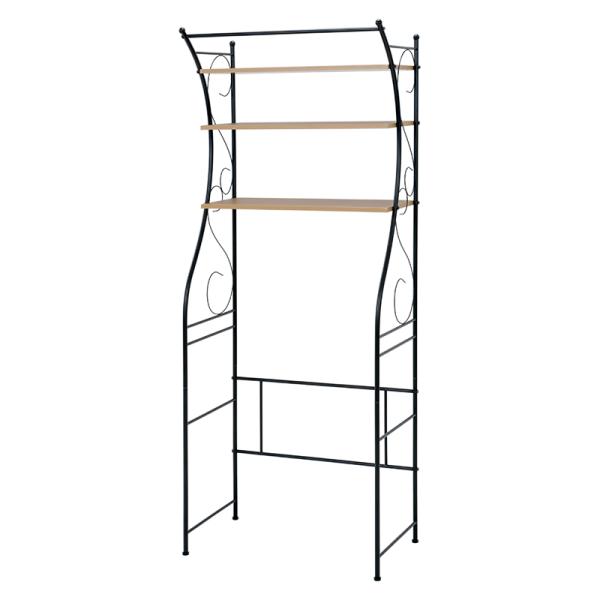 ※代金引換不可の商品となります。アイアンの曲線がエレガントで、デッドスペースを有効活用できる洗濯機ラック。上のバーは室内干しにも使えます。●商品サイズ（外寸）:(約)幅75×奥行42×高さ187.5cm●内寸及び補足説明：　■アジャスター付...