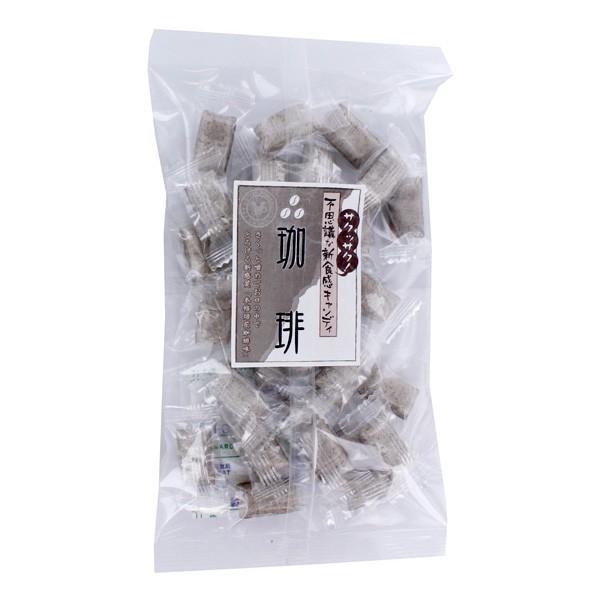 さくっと噛めてお口の中でとろける新食感「本格焙煎珈琲味」の有平糖キャンディです。名称：有平糖（コーヒー味）原材料：砂糖、水飴、小麦粉、植物油脂、コーヒー豆粉末、シャロットシーズニング添加物：香料、着色料（カラメル）内容量：110g（個包装紙含）