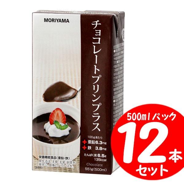 【送料無料】 守山 チョコレートプリンプラス（500ml×１２個）【賞味期限残２５日以上をお届けします】