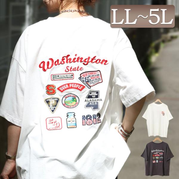 GOLDJAPAN 大きいサイズ レディース トップス Tシャツ ロゴ 5分