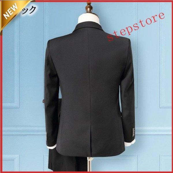 タイムセール】メンズ スーツ フォーマル ブラック リクルートスーツ 3