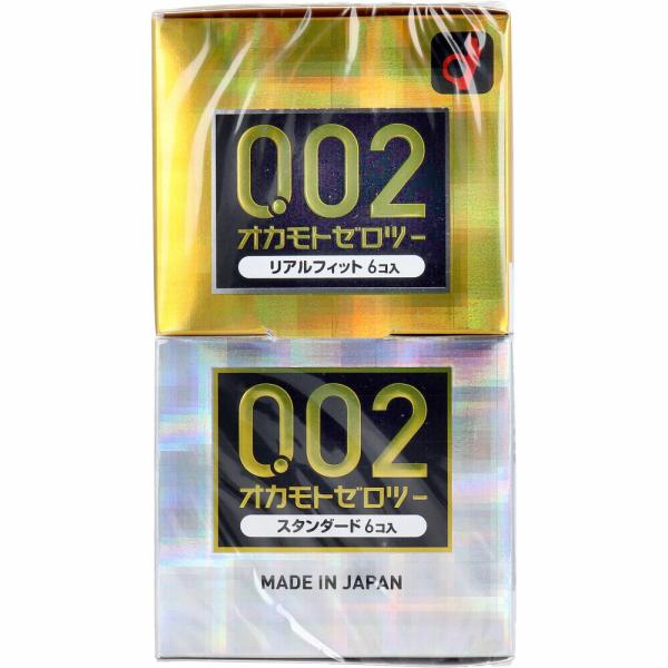 オカモトゼロツー リアルフィット+スタンダード 0.02コンドーム 6個入×2個パック【避妊具・潤滑剤】