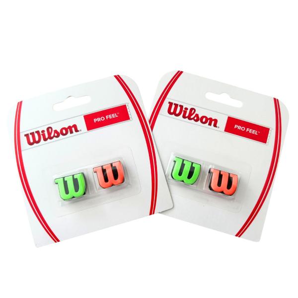 ウイルソン 振動止め PRO FEEL グリーン＆オレンジ WRZ537600 テニスラケット用 2個入り2セット