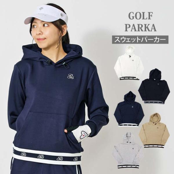 レディースゴルフウェアセットアップ パーカー　黒 ゴルフウェア レディース 上下セットアップ gs GOLF スウェット