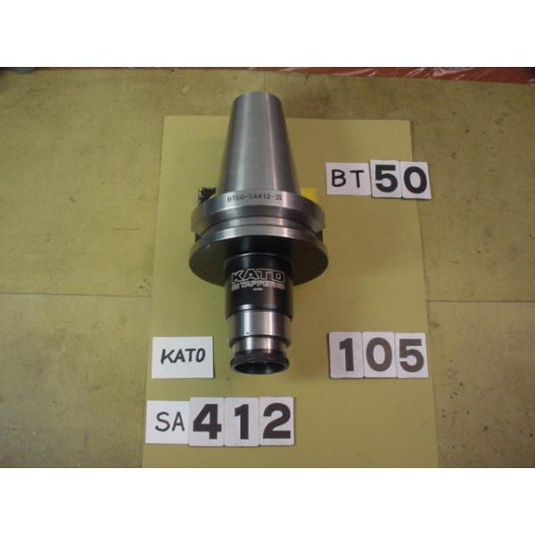 BT50番の　KATO製のタッパーの 中古品　写真の様にシャンクに荒れがありますので値下げ出品しました。型式は　シャンク側　BT50-SA412-IIIです。専用のTC412型コレットを交換することでM3からM16まで ガスタップでP1/8...