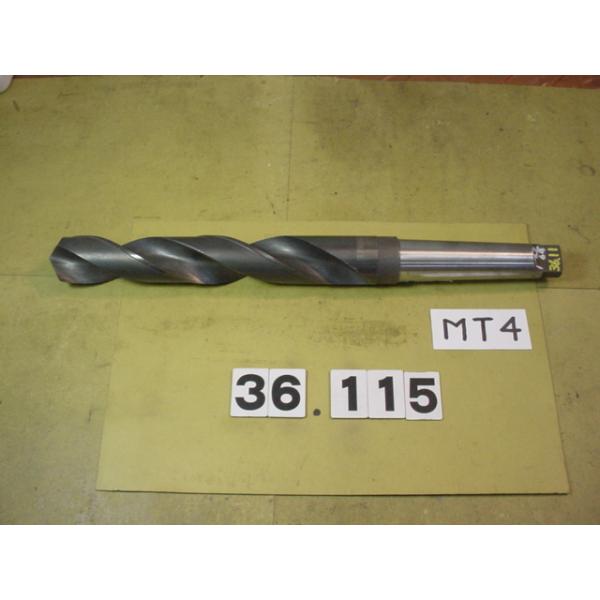 テーパードリルの中古品　インチ目サイズの27/96　ノギス測定36.11φです。シャンクはMT4です。刃長は　225mmです。ボーリング加工やリーマ加工の下穴の穴開けにどうぞ　写真の現状有り姿渡しでご入札下さい。