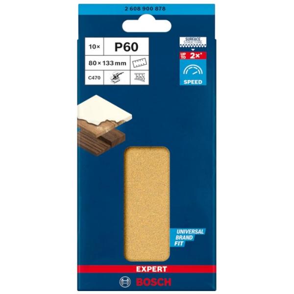 (ボッシュ) 2608900878 サンディングペーパー 60 長方形 10枚入 サイズ80x133mm EXPERT BOSCH ネコポス可