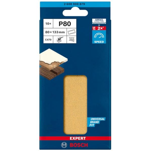 (ボッシュ) 2608900879 サンディングペーパー 80 長方形 10枚入 サイズ80x133mm EXPERT BOSCH ネコポス可