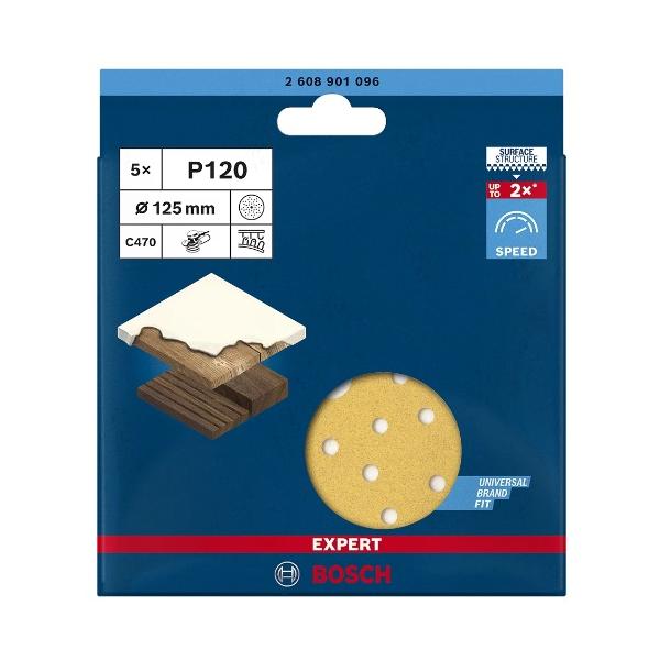 (ボッシュ) EXPERT マルチペーパー 5枚入 2608901096 粒度#120 ランダムアクションサンダー125mmφ用ペーパー BOSCH ネコポス可